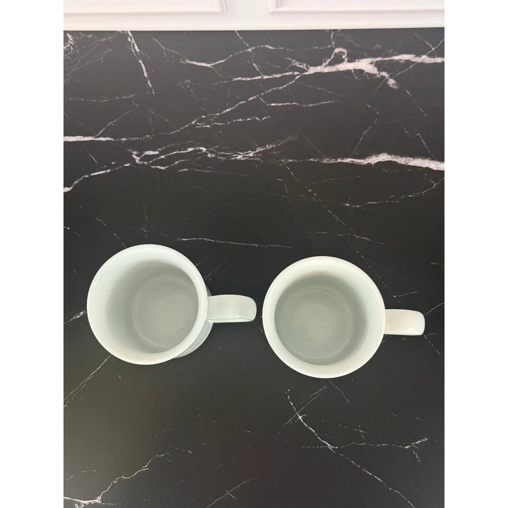Sur La Table PAIR (2) White Ceramic‎ Bistro Mugs